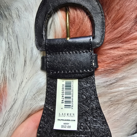 Ralph Lauren, New Woven Brown Leather Buckle Wide Statement Belt Size Small - Picture 9 of 11